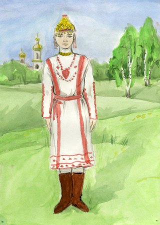 Чувашский костюм рисунок