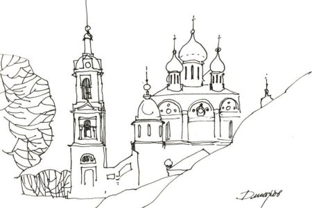 Троице-Сергиева Лавра Сергиев Посад рисунок