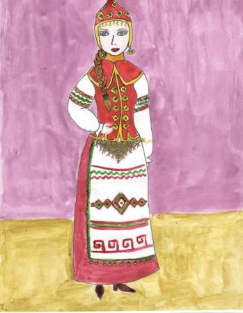 Марийский национальный костюм рисунок