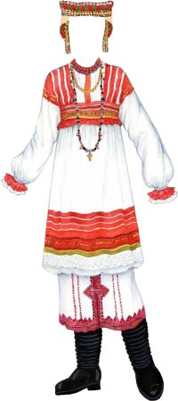 Мордовский национальный костюм раскраска