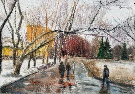 Живопись зима слякоть