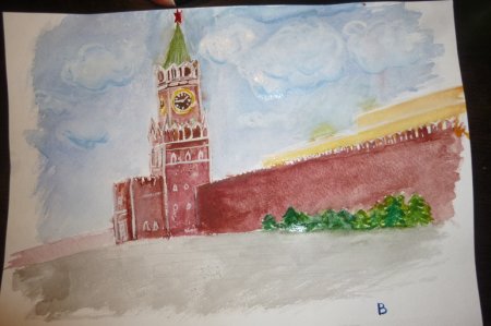 Спасская башня Кремля рисование