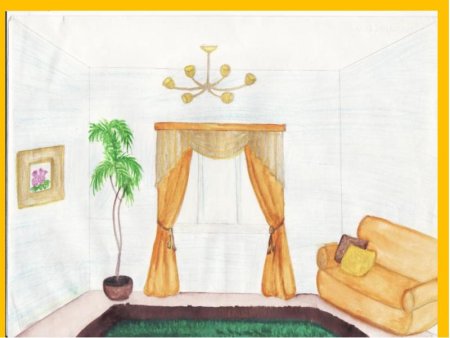 Детский рисунок на тему интерьер комнаты