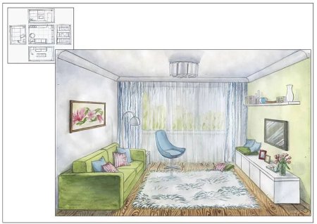 Рисовать комнату с мебелью