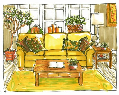 Рисуем маркерами уютную комнату