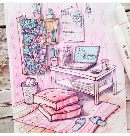 Интерьерные скетчи маркерами