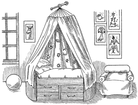 Спальня для кукол раскраска