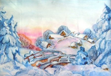 Зимнее утро рисунок