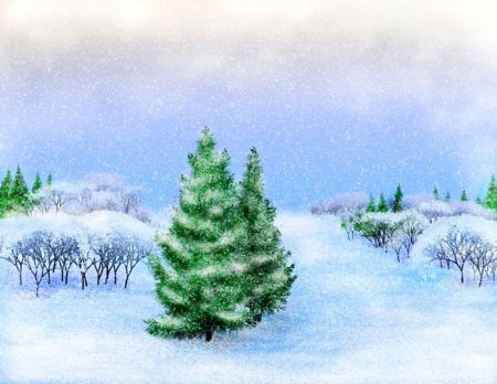 Зимний лес рисунок