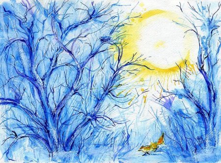 Зимнее утро рисунок