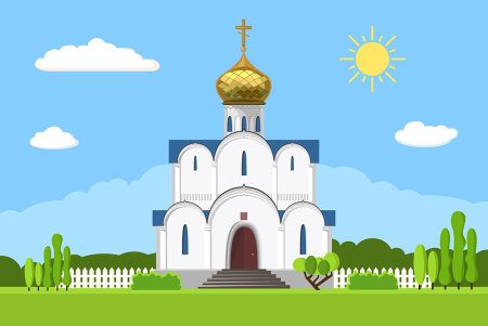 Церковь на белом фоне рисунок