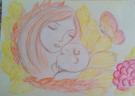 Мама с ребенком рисунок