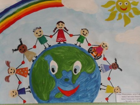 Рисунок на тему дружат дети на планете