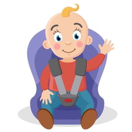 На прозрачном фоне детские автомобильное кресло