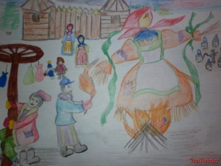 Народные гуляния карандашом