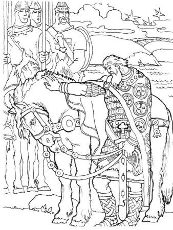 Русский богатырь Илья Муромец раскраска