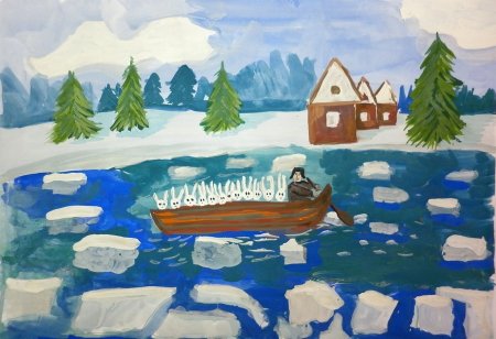 Дедушка Мазай и зайцы рисунок