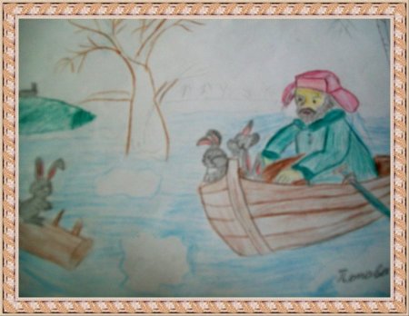 Иллюстрация к произведению Некрасова дед Мазай и зайцы