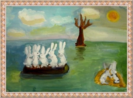 Иллюстрация к сказке дед Мазай и зайцы