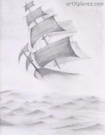 Иллюстрация к стиху Парус Лермонтова