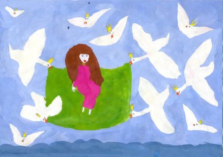 Иллюстрация к сказке Дикие лебеди Андерсен 5 лет