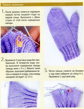 Варежки вязание спицами на 2-х спицах для начинающих