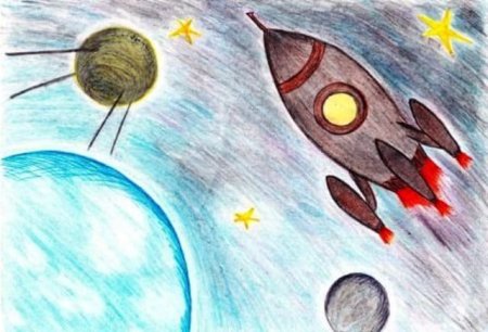 Детские рисунки ко Дню космонавтики