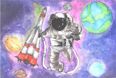Рисунки на день космонавтики легкие