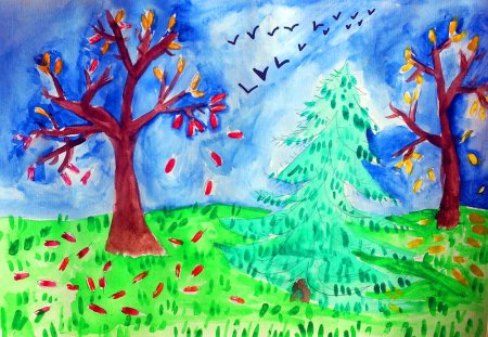 Детские рисунки времена года