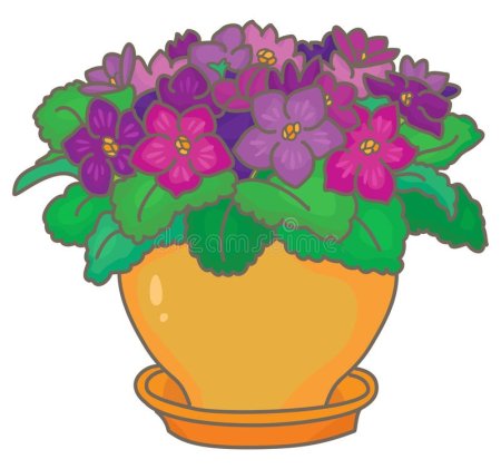 Рисование фиалка в горшке