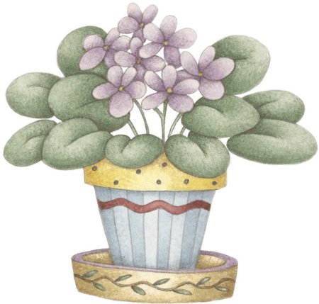Фиалка в горшке рисунок