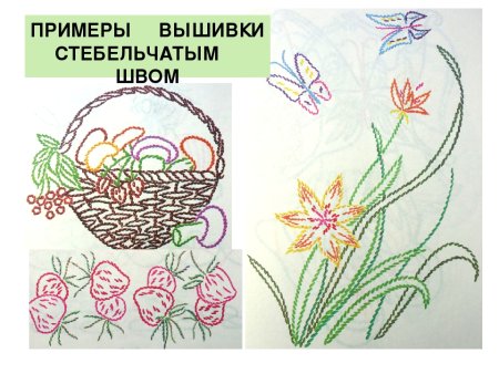 Стебельчатый шов рисунок