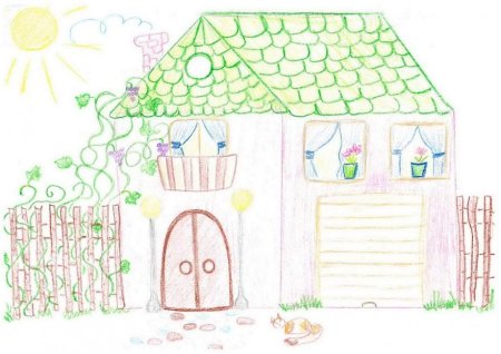 Детские рисунки домиков карандашом