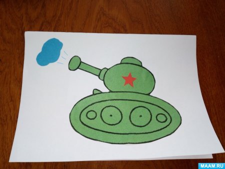 Открытка на 23 февраля с танком