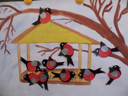 Рисование Снегирь на ветке