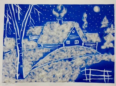 Аппликация зимний пейзаж