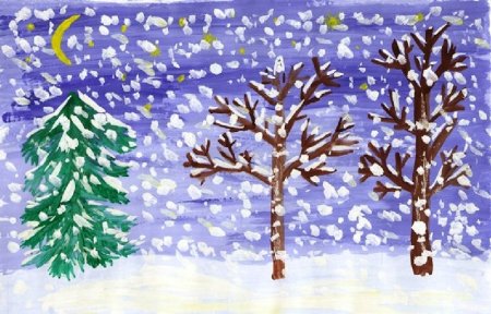 Детские рисунки на тему зима