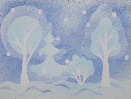 Дети зимой рисунок