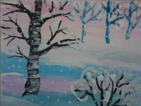 Рисование в детском саду зима