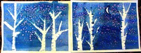 Рисование палочками на зимнюю тематику