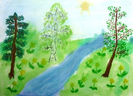 Весенний лес рисунок