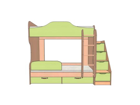 Двухъярусная кровать с лестницей сбоку