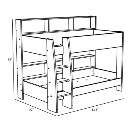 Двухъярусная кровать сбоку от стены схема