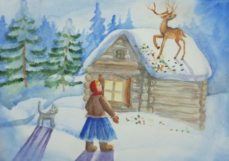 Рисунок по сказке серебряное копытце карандашом