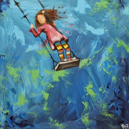 Качели акварель