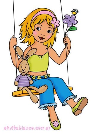 Дети девочки на качелях