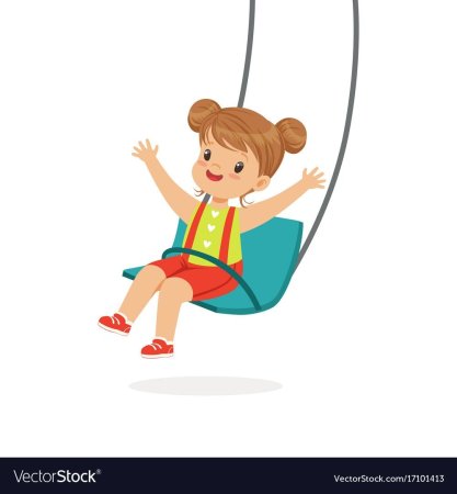 Дети на качелях мультяшные