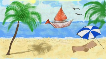 Детские рисунки море пляж