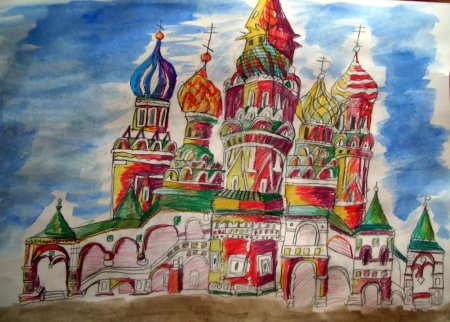 Храм Василия Блаженного красная площадь рисунок