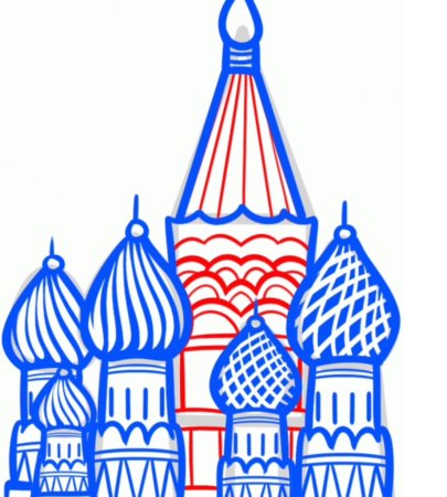 Храм Василия Блаженного Москва акварель